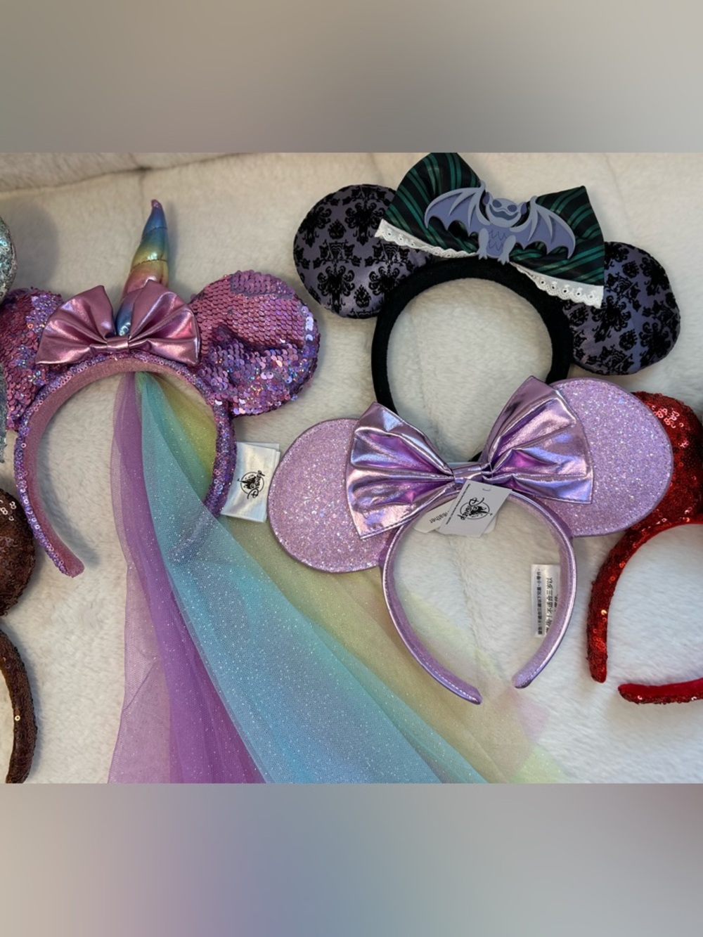 Lot of 6 Authentic Disney Parks Ears Like new or NWT Haunted Mansion, Lilac - Picture 5 of 7